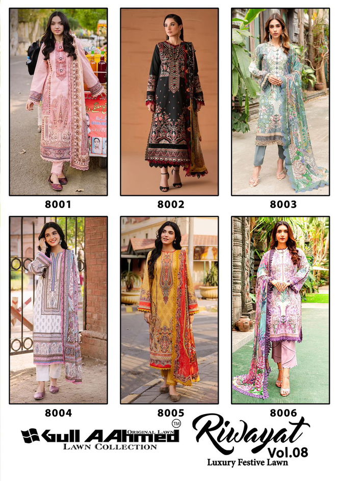 Riwayat Vol 8 By Gull A Ahmed Lawn Cotton Pakistani Dress Material Wholesale Online
